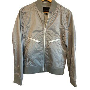 Chris.Christy Men's Bomber Jacket Sz 100 (M) Silver Embroidered Crest Lightweigh